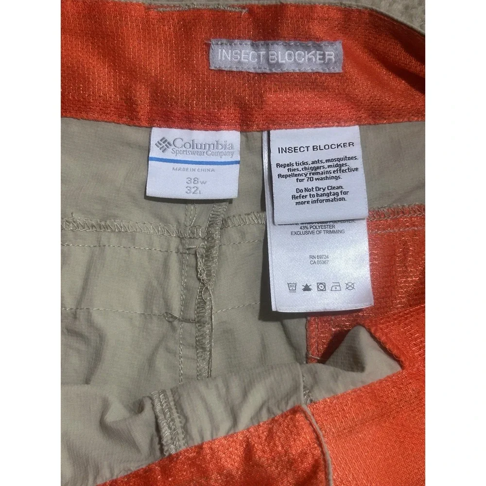 Columbia Pants Men's 38 Beige‎ Lightweight Nylon Insect Blocker Hiking Camping